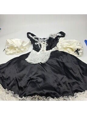 French Maid Dress Costume S/M Black & White Nylon Spandex Hot Topic VTG 2020